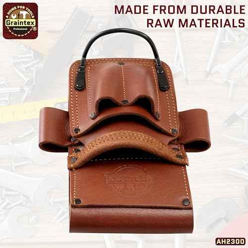 Graintex Ambassador Series 5 Pocket Multi Tool Holder, Top Grain Leather, Small Leather Pouch, Hammer Holder, Multipurpose Tool Belts for Men and Women, Ideal for Carpenters, Framers, Contractors