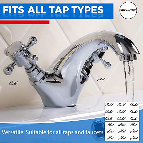 18pcs Faucet Stickers, Hot and Cold Water Stickers - Kitchen Faucet Stickers - Black Vinyl Tap Faucet Transfer Stickers for Bathroom (H & C - Black)