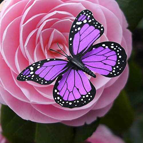AQUEENLY Monarch Butterfly Decorations, 4.72'' Purple Premium Artificial Monarch Butterfly to Decorate for Craft, Home, Wall, Wedding, Party (12 Pcs)