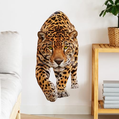 Removable Walking Tiger Wall Decal Wild Animal Tiger Vinyl Wall Sticker Peel and Stick Animal Wall Art Mural for Kids Bedroom Playroom Nursery Classroom