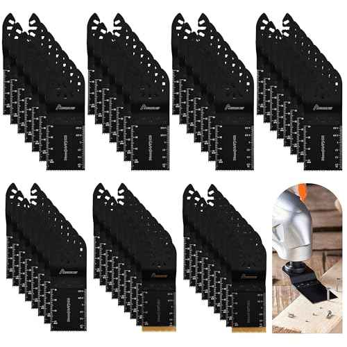 MAZING 58 PCS Oscillating Saw Blades, Quick Release Titanium Multi Tool Blades Kits for Wood Metal Plastic, Universal Oscillating Tool Blade Kits for Dewalt Ryobi Milwaukee Rockwell Fein Makita