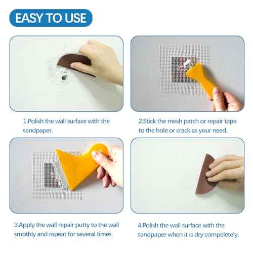 Wall patching Paste 8.5OZ, Drywall Repair Kit,Drywall Hole Patch Repair Kit to Fix Wall Surface Holes and Creak Damage with 4pcs 2" Aluminum Repair Patch,Scraper,Sanding Pad Fill Easy Solution