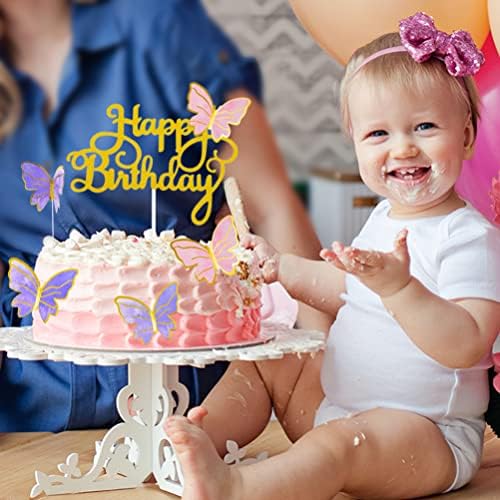 100Pcs Butterfly Cake Topper, Cupcake Topper, Cake Decorations, Cake Topper, Birthday Anniversary Decor, Party Decorations for Women Girls, Mixed Size (Pink Purple Gold)