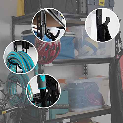 Ultrawall 5 Pack Shelving Hooks for Keyhole Shelves Organization, Utility Shelves Hooks for Clothes, Hats, Garden Tool Bags, Chainsaws, Cords, Tools Equipment