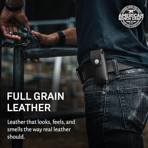 Riveted Leather Multitool Sheath for Leatherman Surge, Super Tool 300, CORE (Black) - Full Grain Leather Belt Tool Holder - Multi Tool Holster w/Solid Brass Rivets