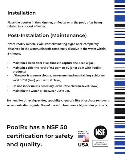Pool RX 102001 6 Month Swimming Pool Algaecide Replacement, 8 oz, Blue