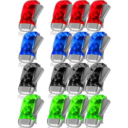 16 Pack Hand Crank Flashlight 3 LED Flashlight Powerful Emergency Safety Tool No Battery Required for Camping, Hiking, Outdoor Sports and Home Power Outage