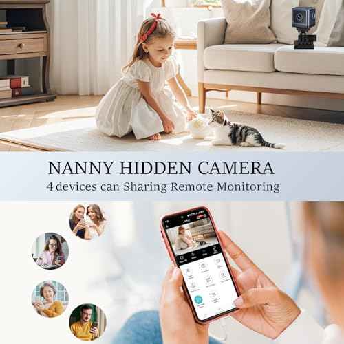 HD Mini Home Security Camera with Night Vision 4K Mini Nanny Camera with App Control for Home Office Security and Baby and Pet Monitoring (Video Only) (Black)