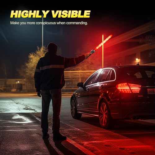 4 Pack 21 Inch Traffic Wand, Air Traffic Control Wand with 3 Flashing Modes, LED Multifunction Traffic Safety Baton for Airport, Parking, Car Directing