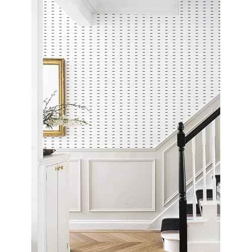 Heroad Black and White Wallpaper Peel and Stick Modern White Wall Paper Geometric Contact Paper Renter Friendly Removable Self-adhesive Waterproof for Bathroom Bedroom Cabinet and Drawer 17.3" x 78.7"