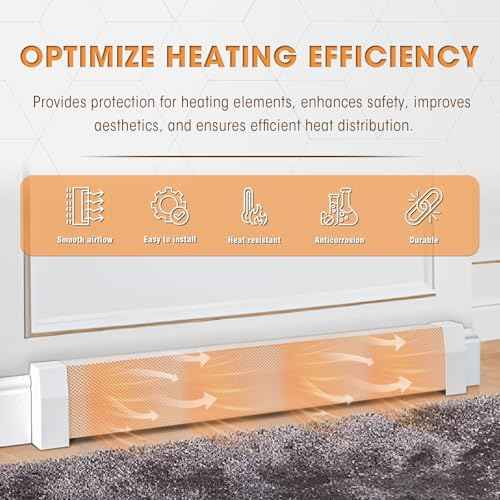 4ft Steel Easy Slip-On Baseboard Heater Cover, No End Caps, for Bathroom & Hydronic System for Extending Cover, White