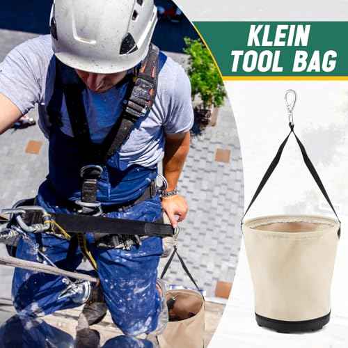 Heavy Duty Tool Canvas Bucket 12 x 12 x 9 Inches Tapered Wall Bucket Bag, Thickened 14 Ounce Canvas Material, Plastic Bottom High Weight Load, Load Capacity up to 100 Lbs