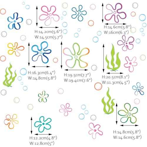 Runtoo Large Flower Bubbles Wall Decals Under The Sea Ocean Wall Art Stickers Bathroom Bedroom Birthday Party Decorations Home Decor