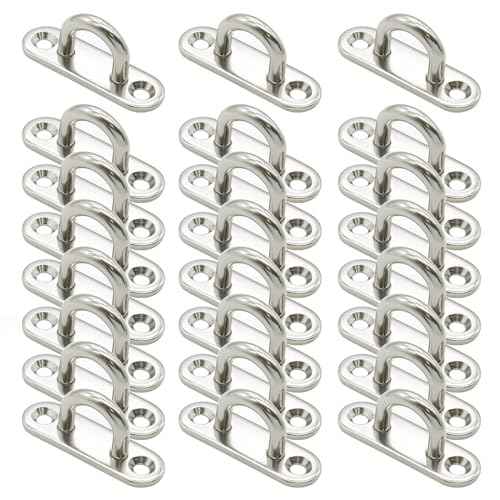 24 PCS 1.8 Inch Pad Eye, Stainless Steel Ceiling Hook Pad Eye Plate, Marine Hardware Staple Hook Loop with Screws