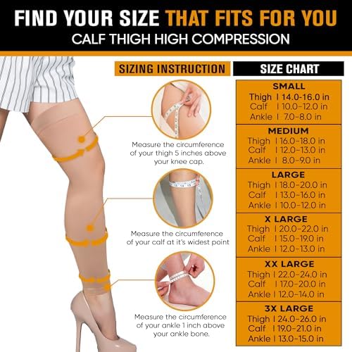 Doc Miller Thigh High Calf Sleeves Compression Hose 20-30 mmHg Opaque Stockings