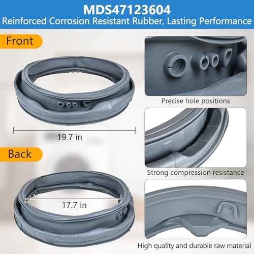 MDS47123604 Washer Door Gasket Compatible with LG Kenmore Washers, Front Load Washer Door Boot Seal Gasket Replacement for models WM3360HVCA WM3360HWCA WM3360HRCA WM3550HVCA WM3550HWCA Door Seal