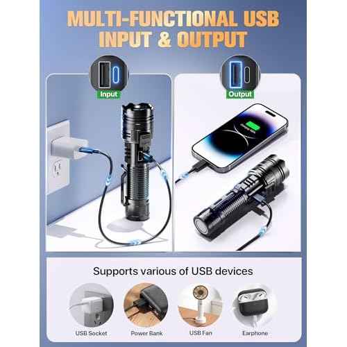Esgofo Rechargeable Flashlights High Lumens 10000 2 Modes High/Low, Super Bright Magnetic LED Flashlight Long Distance 3280FT, Powerful Long Lasting Strong Flash Light USB C with Clip for Hiking