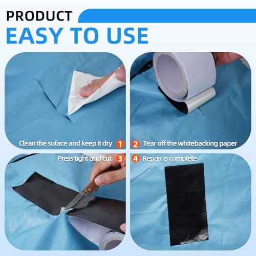 Heavy Duty Repair Tape for Tarp, Waterproof RV Awning, Outdoor Tarp, Canvas, Boat Covers, Sail, Tear Repair Patch Kit (Black)