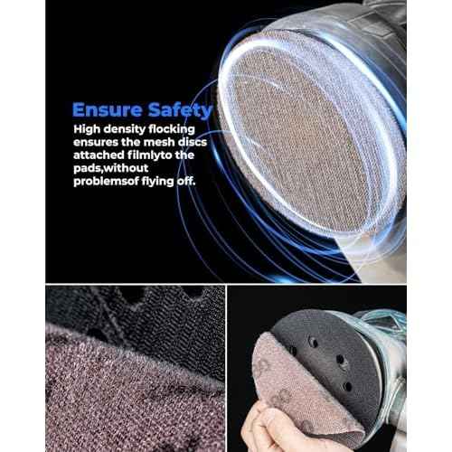 toolant Mesh Abrasive 5 inch Sanding Disc, Dust-Free 8 Hole Hook and Loop Sanding Discs for Random Disc Sanders & Orbital Sanders, Include Pad Protector(80-400 grit - 50pcs)