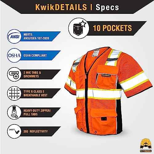 KwikSafety - Charlotte, NC - Men's & Women's Class 3 Safety Vest PPE Hi Vis Reflective ANSI OSHA