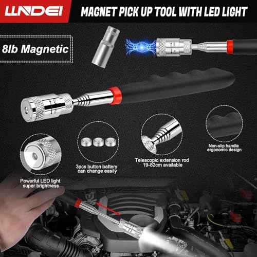 LLNDEI 106PCS 1/4-inch Drive Socket Set with Wrench, CR-V Steel Kit, Ratchet Handle, Screwdriver Bit Set & Magnetic Pickup Tool, With 11x8x2.5-inch Carrying Case