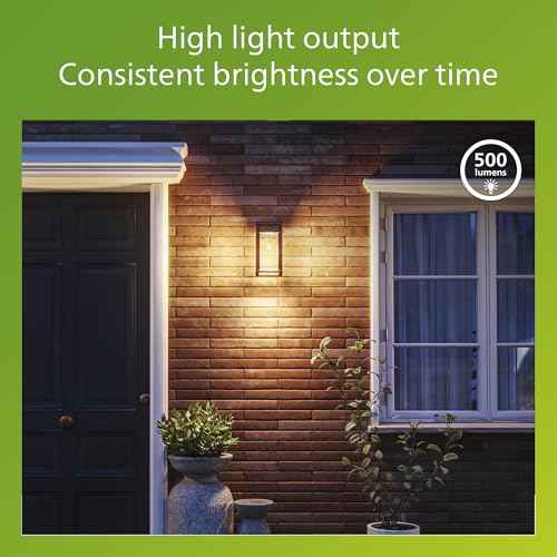 Philips Solar LED 1-Pack Geri UltraEfficient Outdoor Wall Light, Motion Sensor, 2700K, Square, Black, 500 Lumen, High Brightness, Glass, Metal