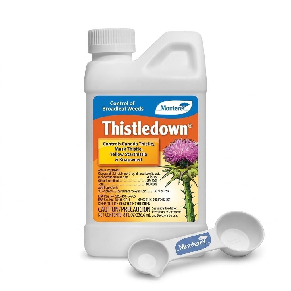 Monterey Thistledown Bundled with Measuring Spoon - Weed Killer Thistle and Clover Control Concentrate - 8 oz