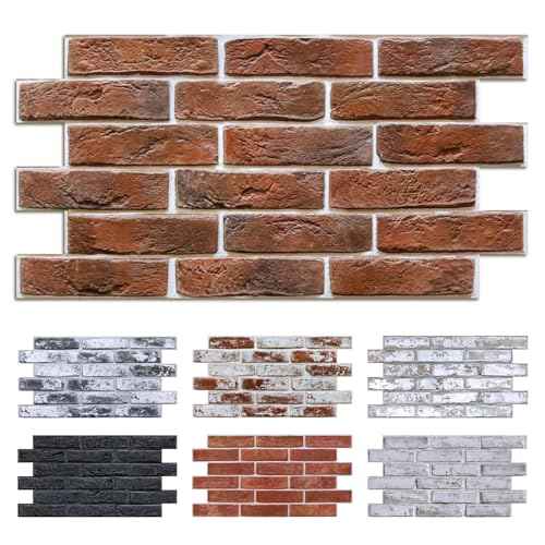 Commomy 3D Brick Wall Panels Peel and Stick - 12 pcs of 22.8" x 11.8" - Thin & UrltraLight Red Brick Wallpaper Stick on Tile for Kitchen, Bedroom, Living Room,TV Background,RV(Covers 22.48 sq.ft)