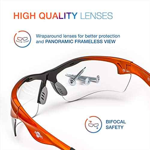 ToolFreak Rebel Bifocal Safety Glasses, ANSI z87+ Impact and UV