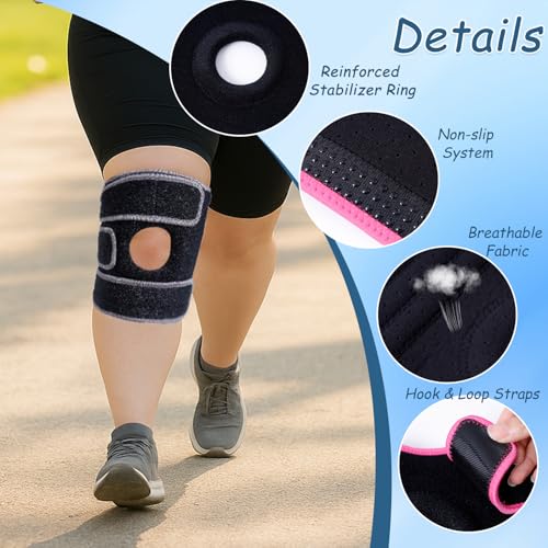 King Mills Extra Large Knee Brace Support to Knee Pain, Arthritis or Meniscus Tear. Adjustable Plus Size Knee Brace for Women and Men, Adult 2XL, Grey Black.