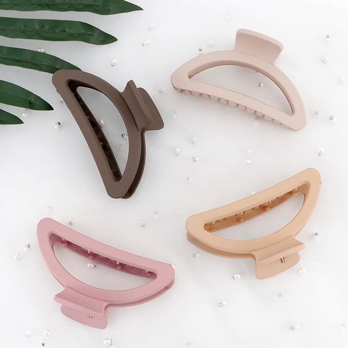 Hair Clips Set: 4Pcs Matte Claw Clips for Thin, Medium and Thick Hair - Cute Small Semicircle Clips for Women