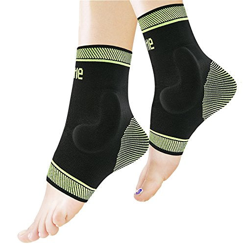 Adjustable Foot Socks, Ankle Brace Compression Support Sleeve with Silicone Gel, Arch Support - Boosts Recovery from Joint Pain, Sprain, Plantar Fasciitis (Black-Large)