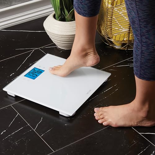 Taylor Digital Body Composition Scale w/Cal-Max, Bathroom Scale for Body Weight, Measures Body Fat, Body Water, & Muscle Mass Percentages, 4 User Recognition, FSA HSA Eligible, 400 lb Capacity, White