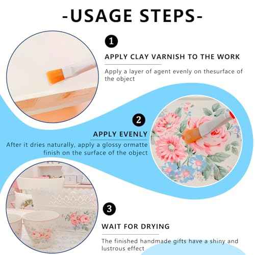 Air Dry Clay Glaze & Varnish - 2 oz High Gloss Polycrylic Finish with 2 Brushes | Scratch Resistant, Waterproof Sealant | Prevents Cracking for Clay Crafts (2 oz)