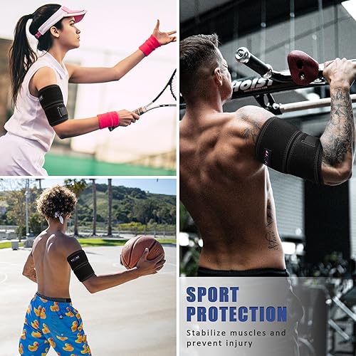 beister Compression Upper Arm Brace (Single), Biceps Tendonitis Support Brace for Men & Women with 4 Pressure Straps, Triceps Compression Sleeve & Wrap for Muscle Strains, Tendovaginitis, Pain Relief
