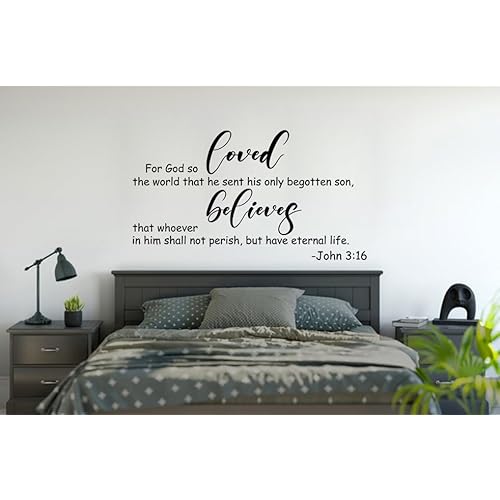John 3:16 Wall Sticker,for God so Loved The World -Bible Verse Prayer Christian Religious Scripture Quotes Wall Decal Vinyl DIY Removable for Livingroom Home Office