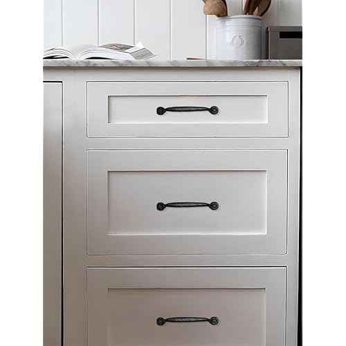 20 Pack 3-3/4 Inch (96mm) Hole Center Black Iron Cabinet Pulls,Antique Black Rustic Drawer Pulls Hammered Cabinet Handles Kitchen Cabinet Hardware Vintage Pulls for Drawers.