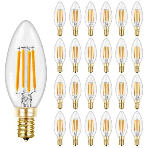 Hizashi 90+CRI E12 LED Bulb 60 Watt Dimmable, 2700K Soft White, Candelabra Light Bulb, B11 Chandelier Light Bulbs, 6W, 550LM, Candle Light Bulbs, UL Listed, 24 Pack