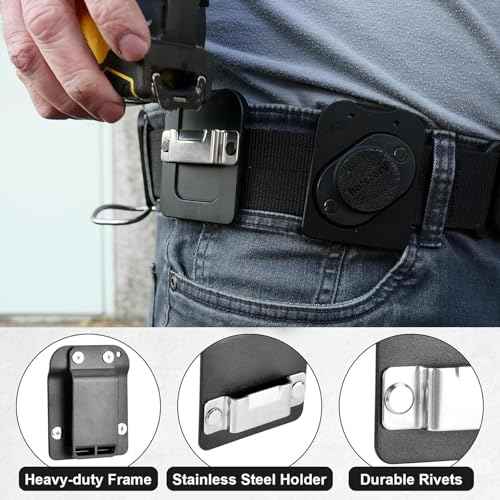 Tape Measure Holder for Belt, Heavy Duty Tactical Tape Measuring Holster Tool Belt Clip Holder Fits up to 2" Tool Belt Prevent Pants Pocket Tearing