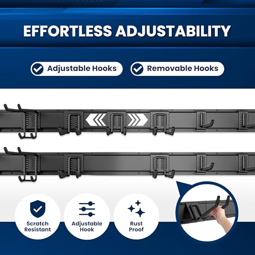 48'' All-Metal Garage Tool Organizer Wall Mount ? Heavy-Duty Tool Rack Holds 450 lbs, Adjustable Hooks for Garage, Yard, and Garden Equipment