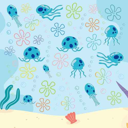 117 PCS Jellyfish Bubbles Wall Stickers Under The Sea Birthday Party Decorations Ocean Wall Decals Summer Party Supplies Wall Decor for Bathroom Nursery Bedroom Home School Car