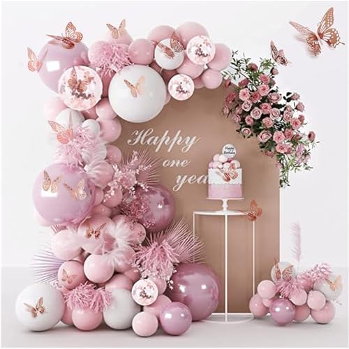 JOSDIOX 3D Butterfly Removable Metallic Wall Sticker 4 Styles 3 Sizes, Mural Decals for Kids Room Bedroom D?cor Nursery Classroom Party Decoration Wedding DIY (Rose Gold 48 Pcs)