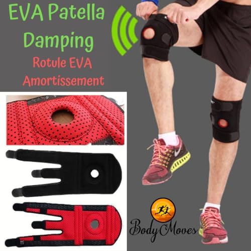 BodyMoves Kid's Knee Brace Support Plus Hot and Cold Ice gel Pack for stabilizing patella meniscus tear ligament injury prevention (COOL GRAY)