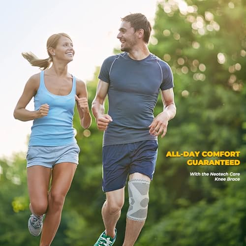 NeoTech Care Knee Support Brace - Breathable - Men, Women, Right or Left (Gray, Size S, 1 Pair)