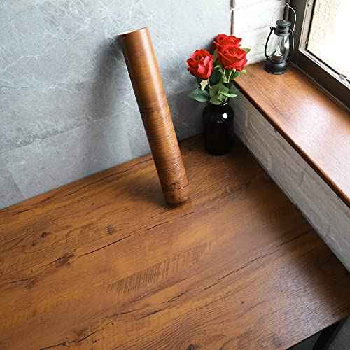 EeeComing Contact Paper Countertop Peel and Stick Wallpaper Wood Brown Wall Paper Wood Grain Contact Papers Removable Wallpaper Waterproof Self Adhesive Wallpapers Roll 78.7Inx15.7In