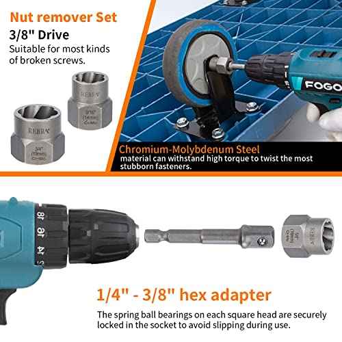 REBRA Screw Extractor and Left-Hand Drill Bit Set, Easy Out Broken Bolt Remover Reverse Cobalt HSS Steel Drill Kit, Ez Out Stripped, Rounded-Off, Damaged Bolts, Screws&Studs Removal Tool (26-Pieces)