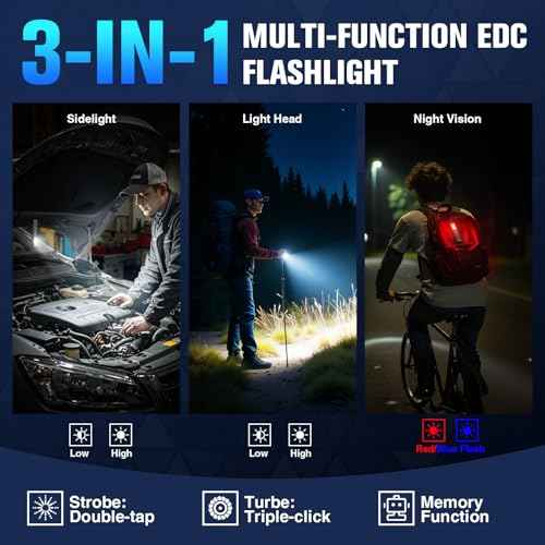RECHOO Rechargeable Flashlights High Lumens 2Pack, Magnetic EDC Flashlight with Clip, 8 Modes Powerful Pocket LED Flashlight, Waterproof Portable Flat Flashlights for Home Camping Emergency