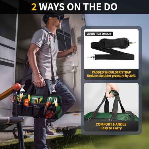 Tool Bag 16Inch Heavy Duty 16-Pocket Tool Box Organizer Storage Portable Toolbox Organization with Soft Handle Carrying Garden Toolbag for Father's Day Dad Men Mechanic Small Storage Box