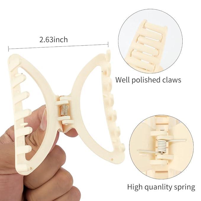 Canitor Hair Clips Set - Neutral Matte Claw Clips for Thin, Medium, and Thick Hair - Cute Semicircle Designs for Women