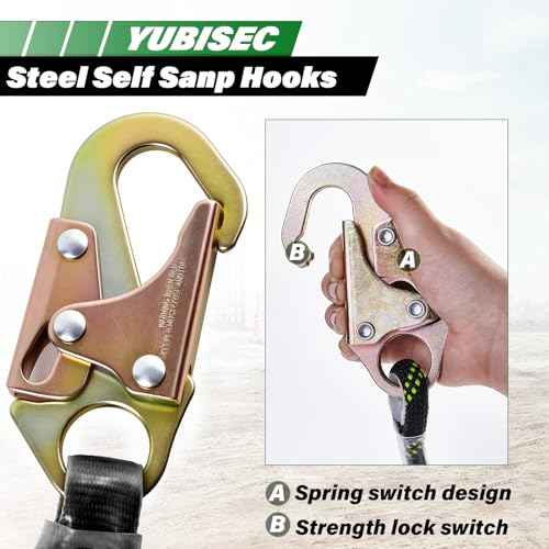 Vertical Lifeline Assembly 25FT, Polyester Rope Harness Safety with Two Grab Snap Hooks Shock Absorber, Fall Protection Safety Rope for Roofing Work, ANSI Compliant